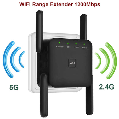 5 Ghz Wifi Extender Long Range Wireless WIFI Booster AC1200 Adapter 1200Mbps Wi-Fi Amplifier 802.11N Wi Fi Signal Repeator