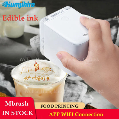 Mbrush Coffee Printer Mobile Color Mini Handheld Printer Edible Ink Food Printing WIFI Princube Hand Inkjet