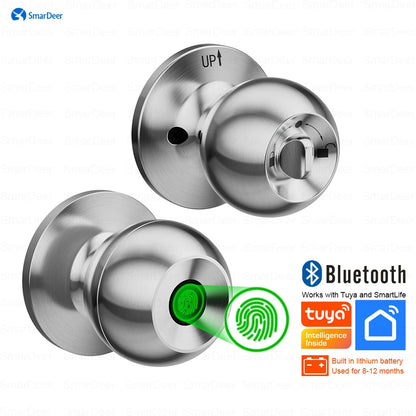 Professional title: "Bluetooth Enabled Keyless Entry Fingerprint Lock with Tuya Smart Lock Integration and Mobile App Control"